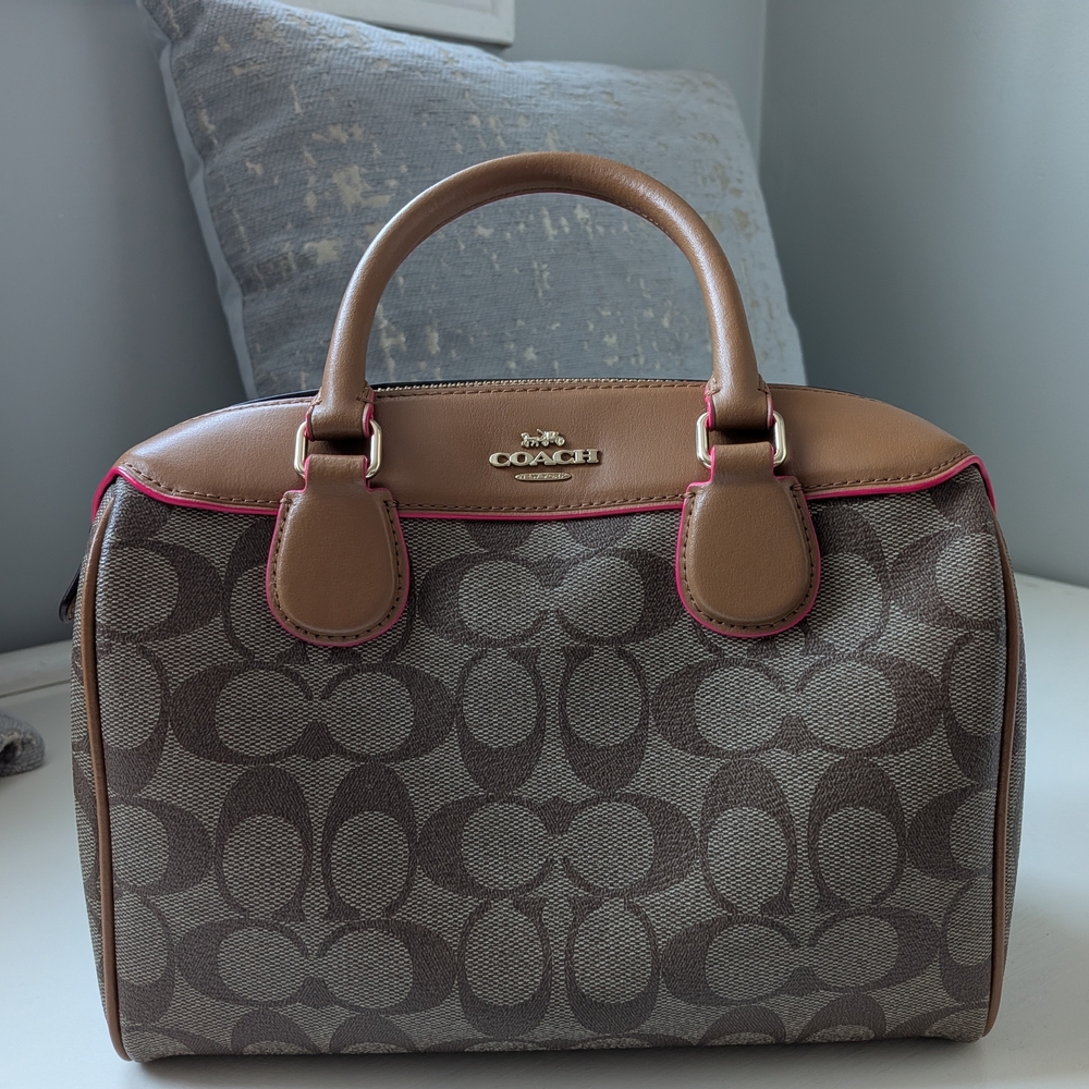 Coach Brown and Pink Signature Handbag
